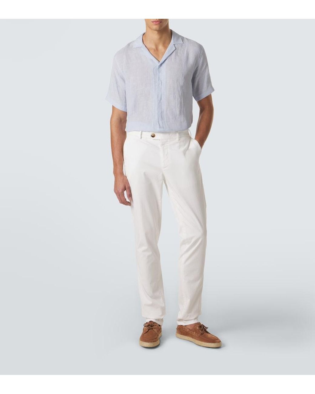 Orlebar Brown Blue Maitan Linen Bowling Shirt for men