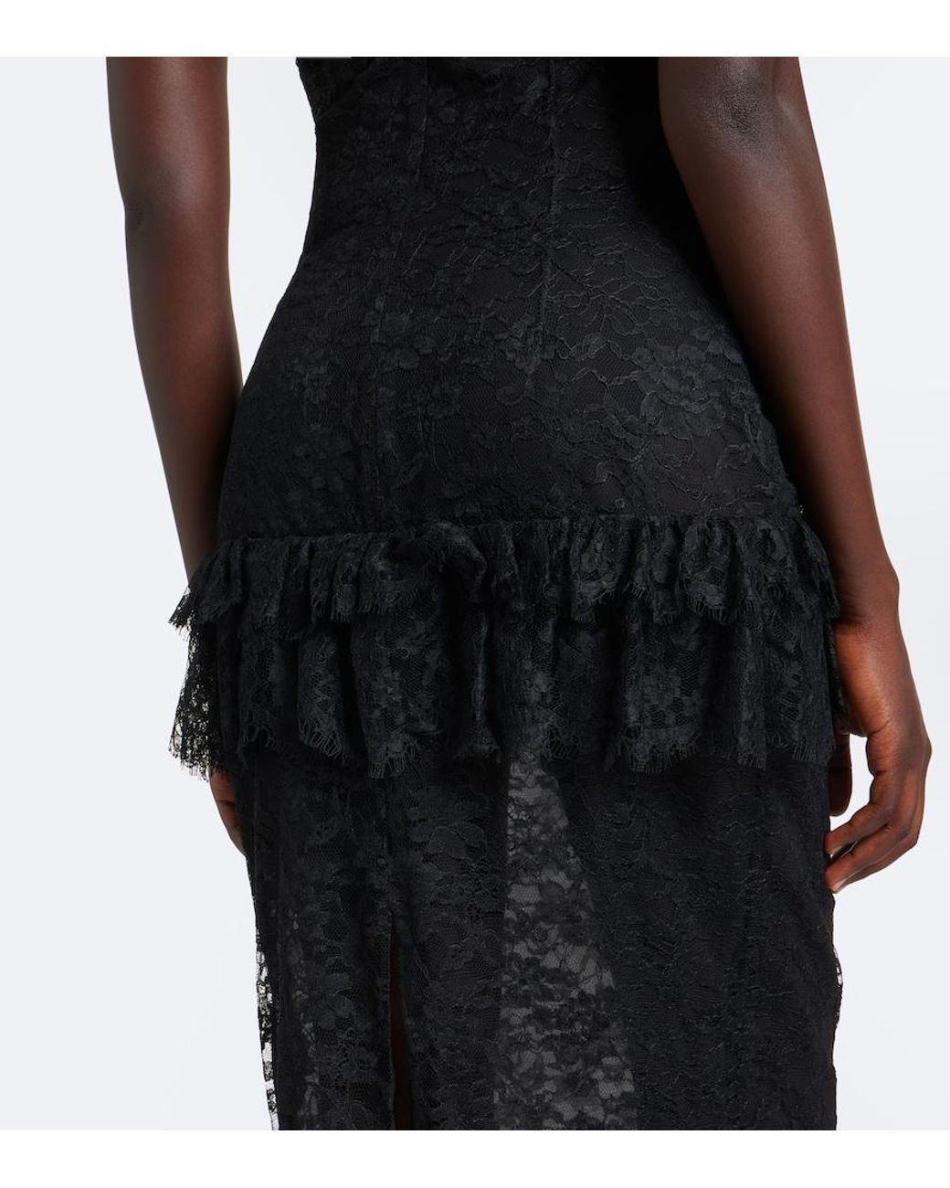 Alessandra Rich Black Bow-Detail Ruffled Lace Cocktail Dress