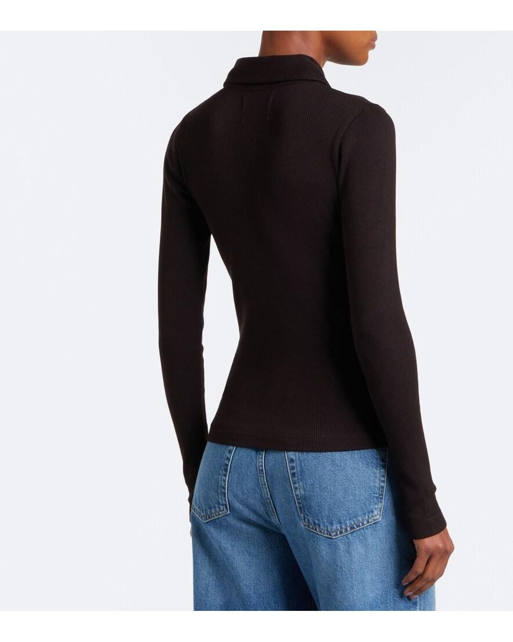 Citizens of Humanity Black Brea Ribbed-Knit Polo Shirt