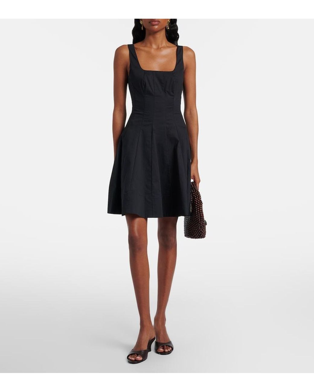 Staud Black Wells Cotton Minidress