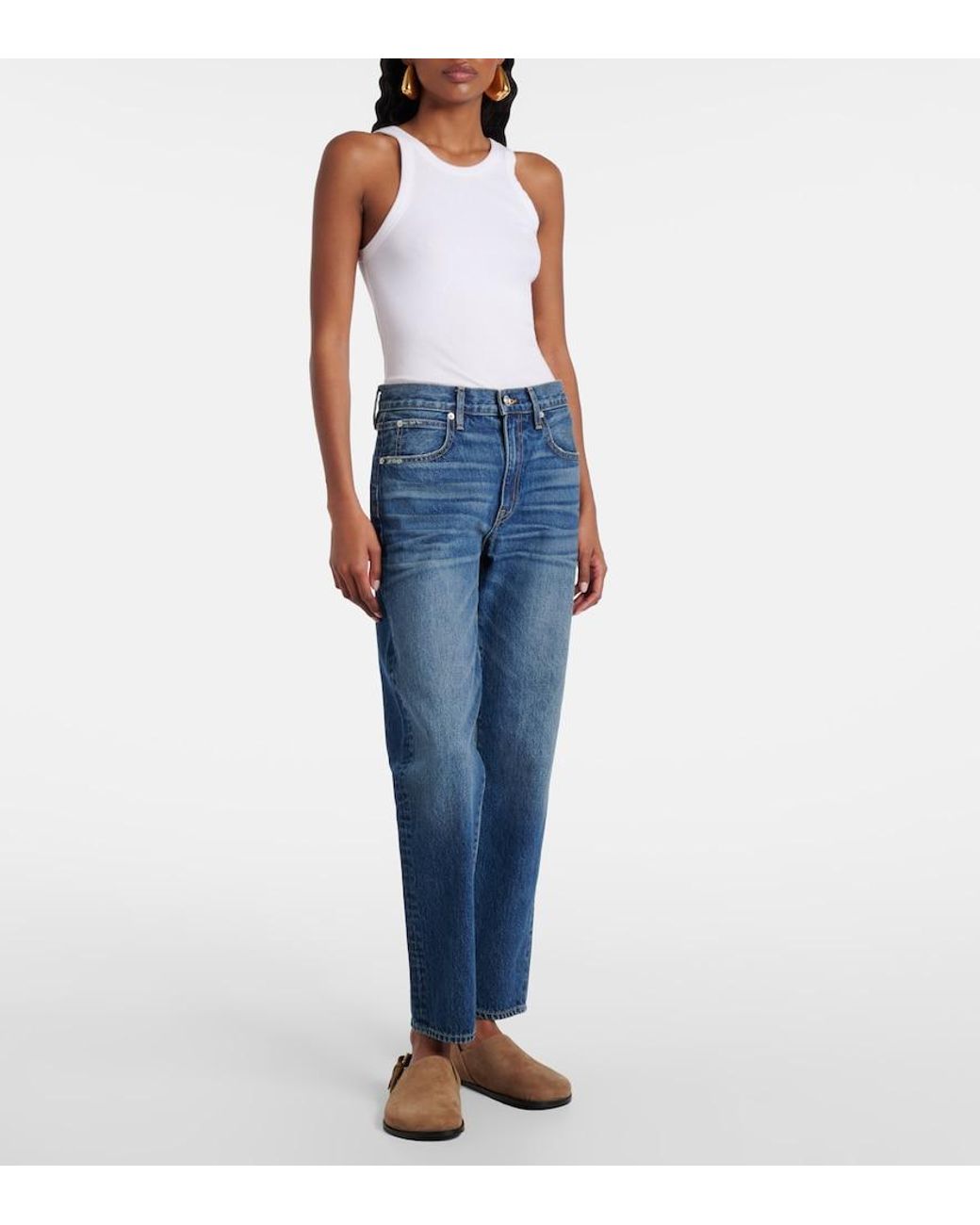 SLVRLAKE Denim Blue Amber Mid-Rise Slim Jeans
