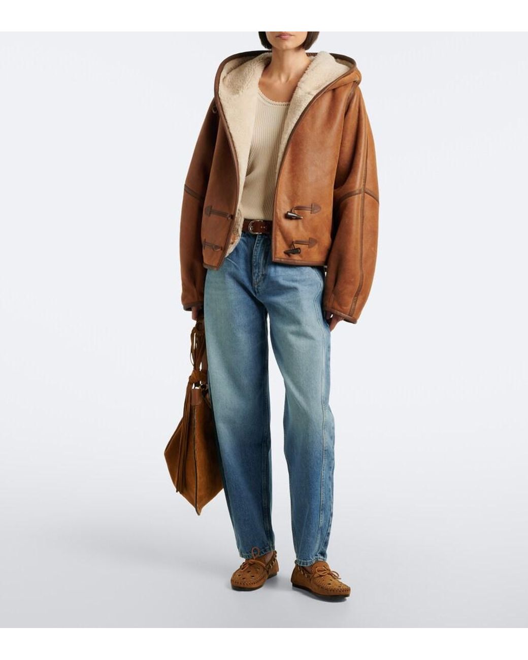 Isabel Marant Brown Amiel Hooded Leather Jacket