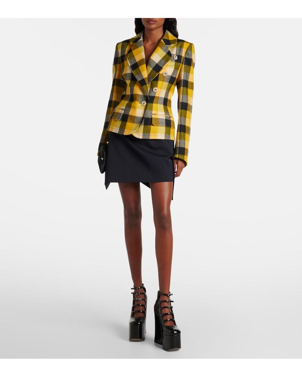 Vivienne Westwood Yellow Georgia Checked Virgin Wool Blazer