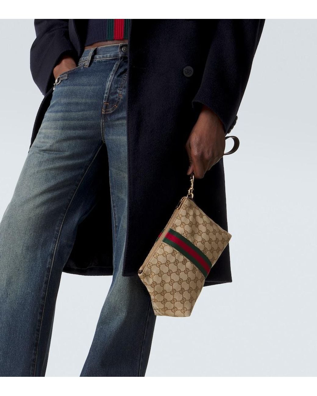 Gucci Natural Gg Canvas Small Pouch With Strap for men