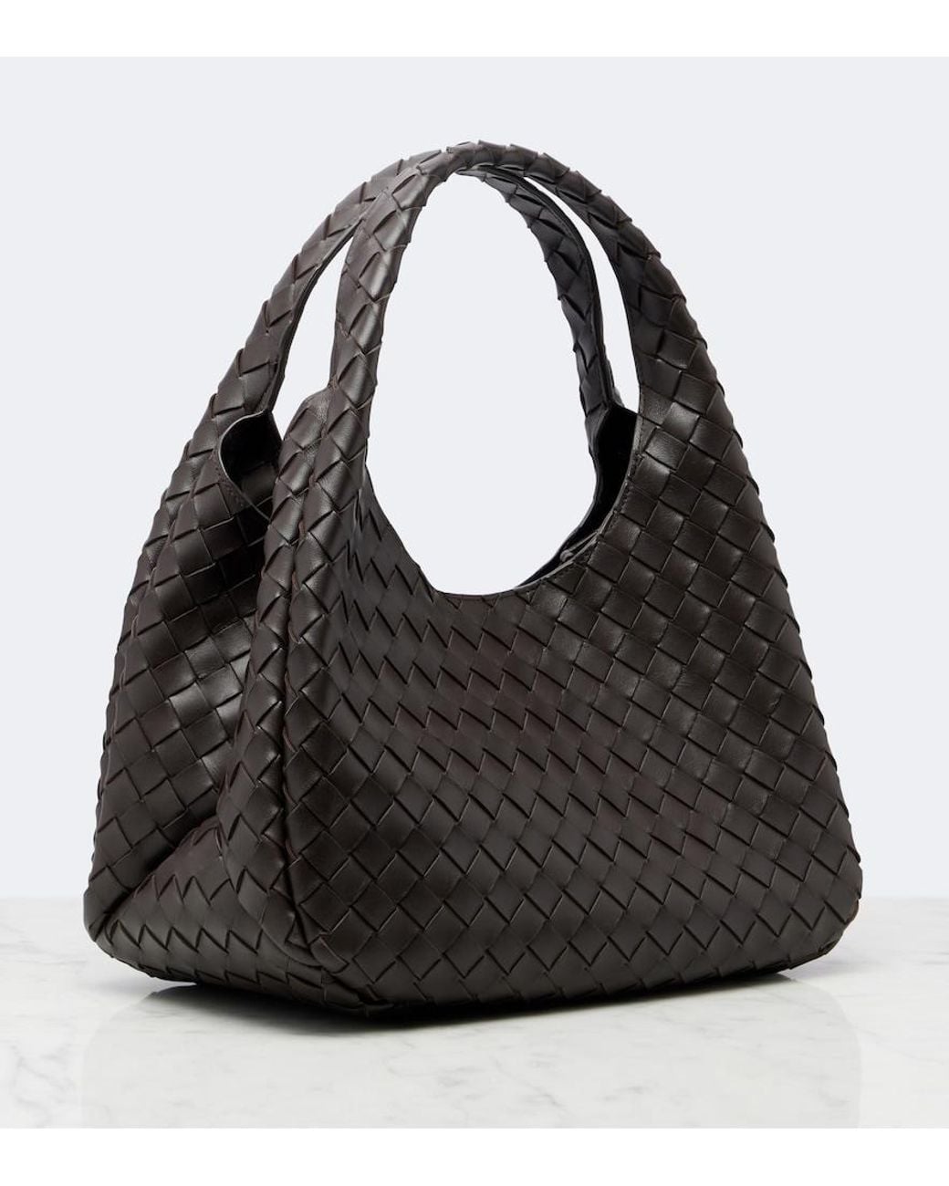 Bottega Veneta Black Campana Intrecciato Leather Shoulder Bag