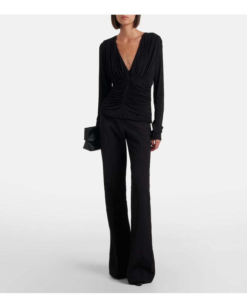 Sportmax Blue Ruched Crepe Top