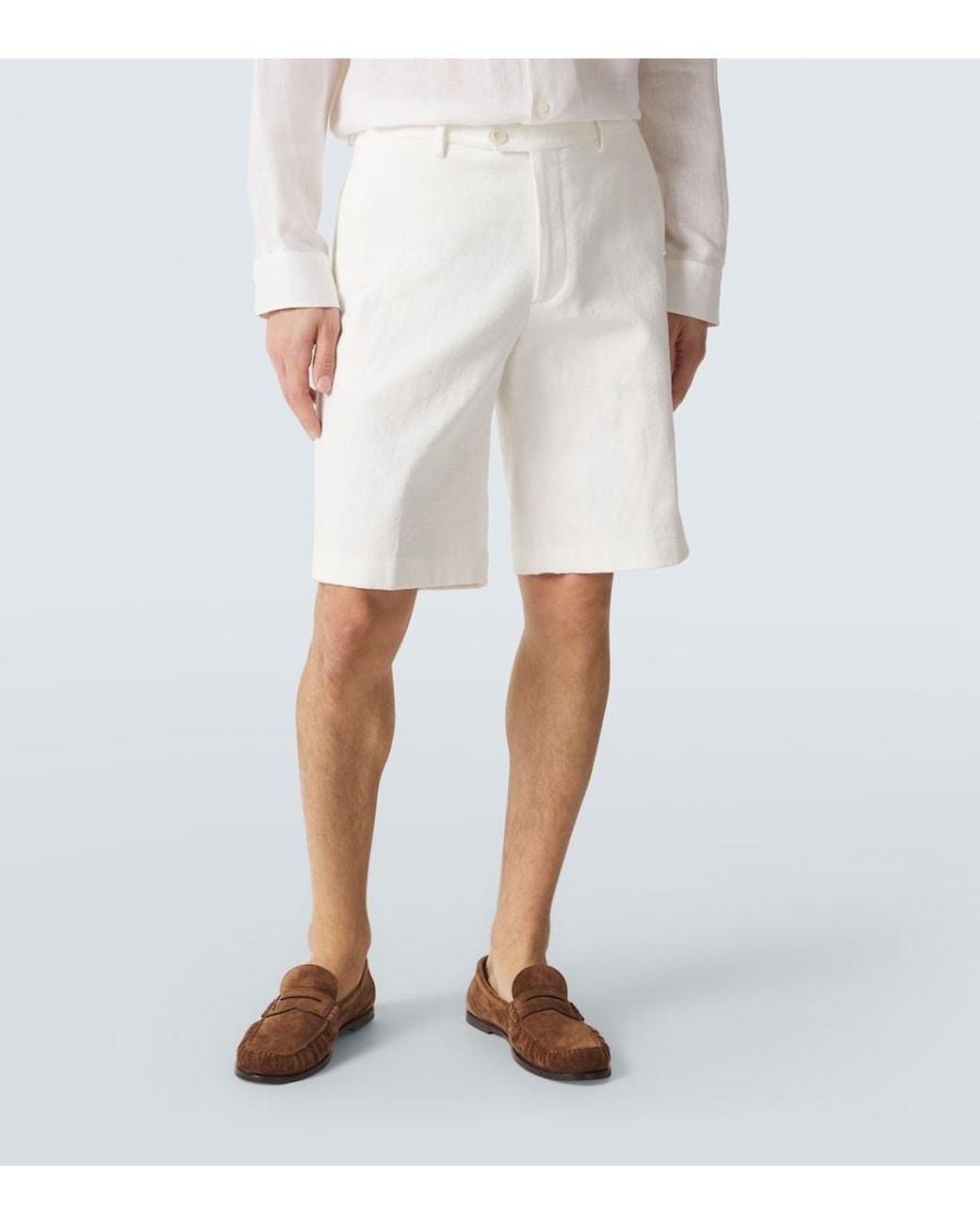 Etro White Cotton-Blend Bermuda Shorts for men