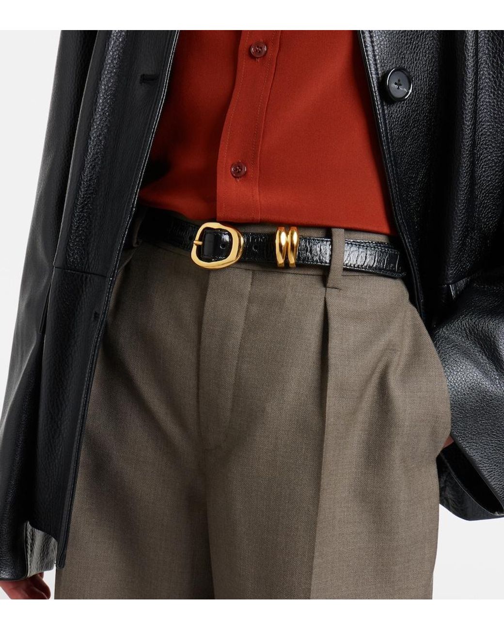 Amanu Black Tugela Croc-Effect Leather Belt