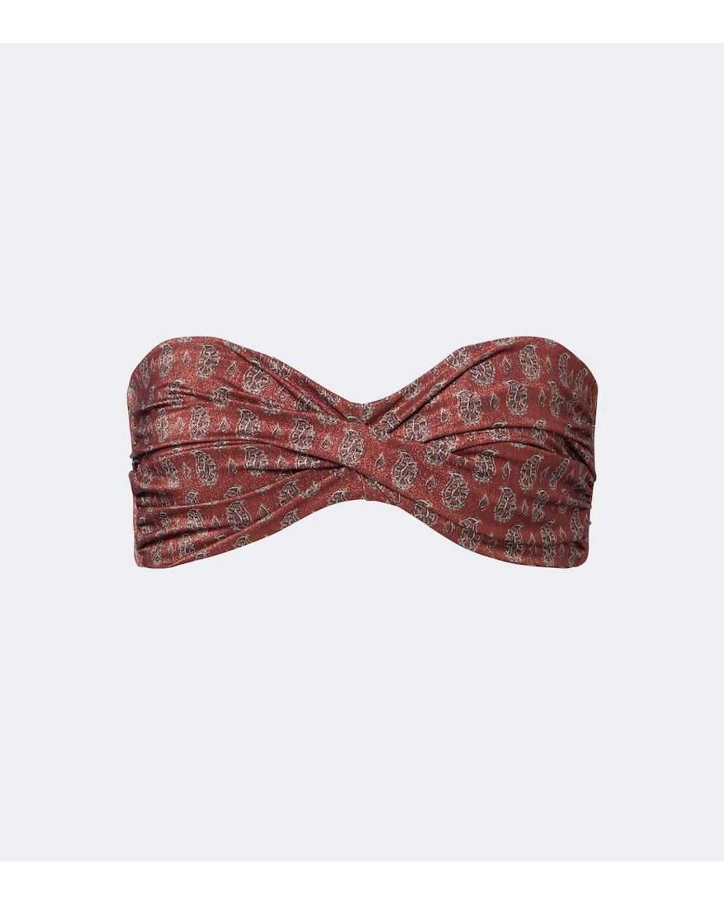 Johanna Ortiz Red Printed Bandeau Bikini Top