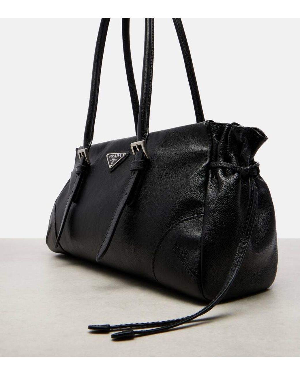 Prada Black Bonnie Medium Leather Tote Bag