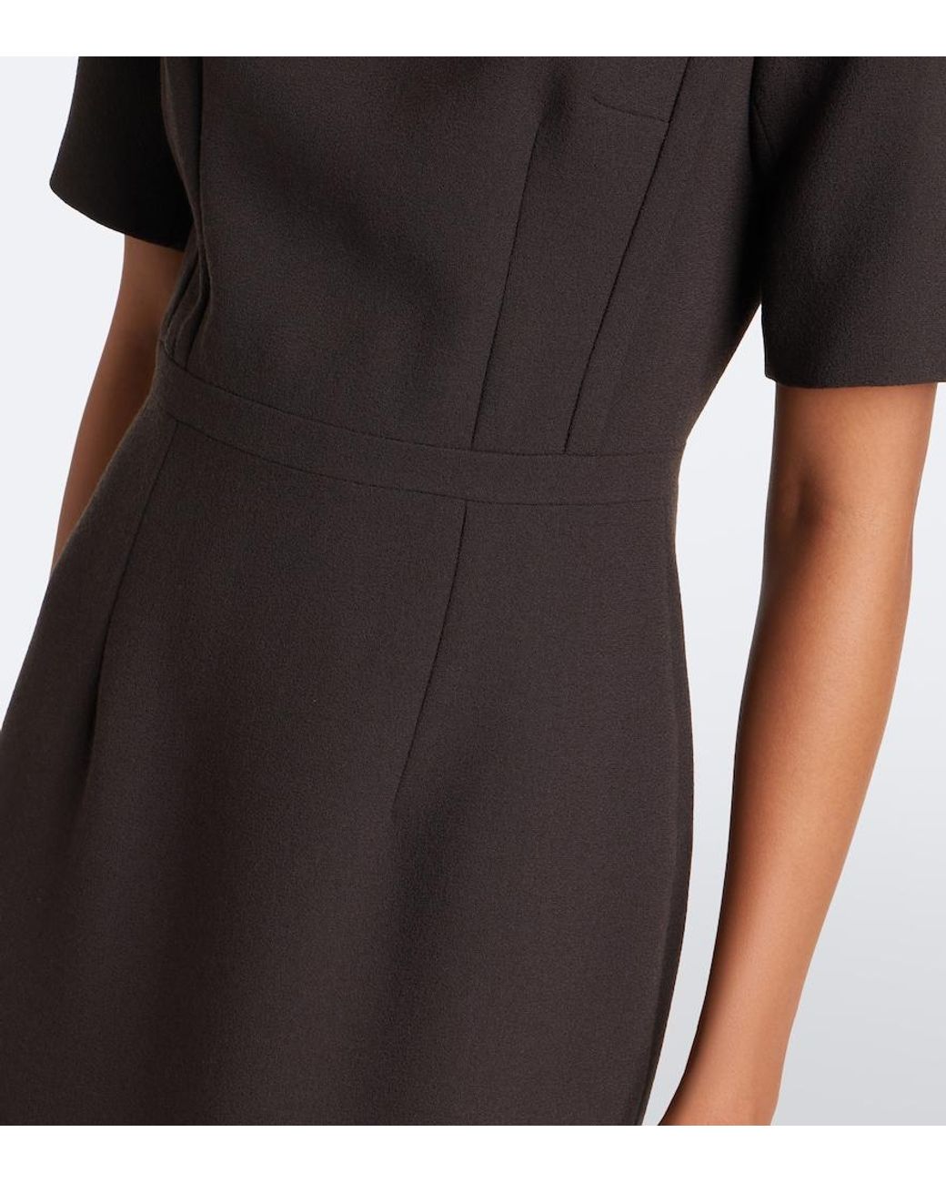 Emilia Wickstead Black Valletta Wool Midi Dress