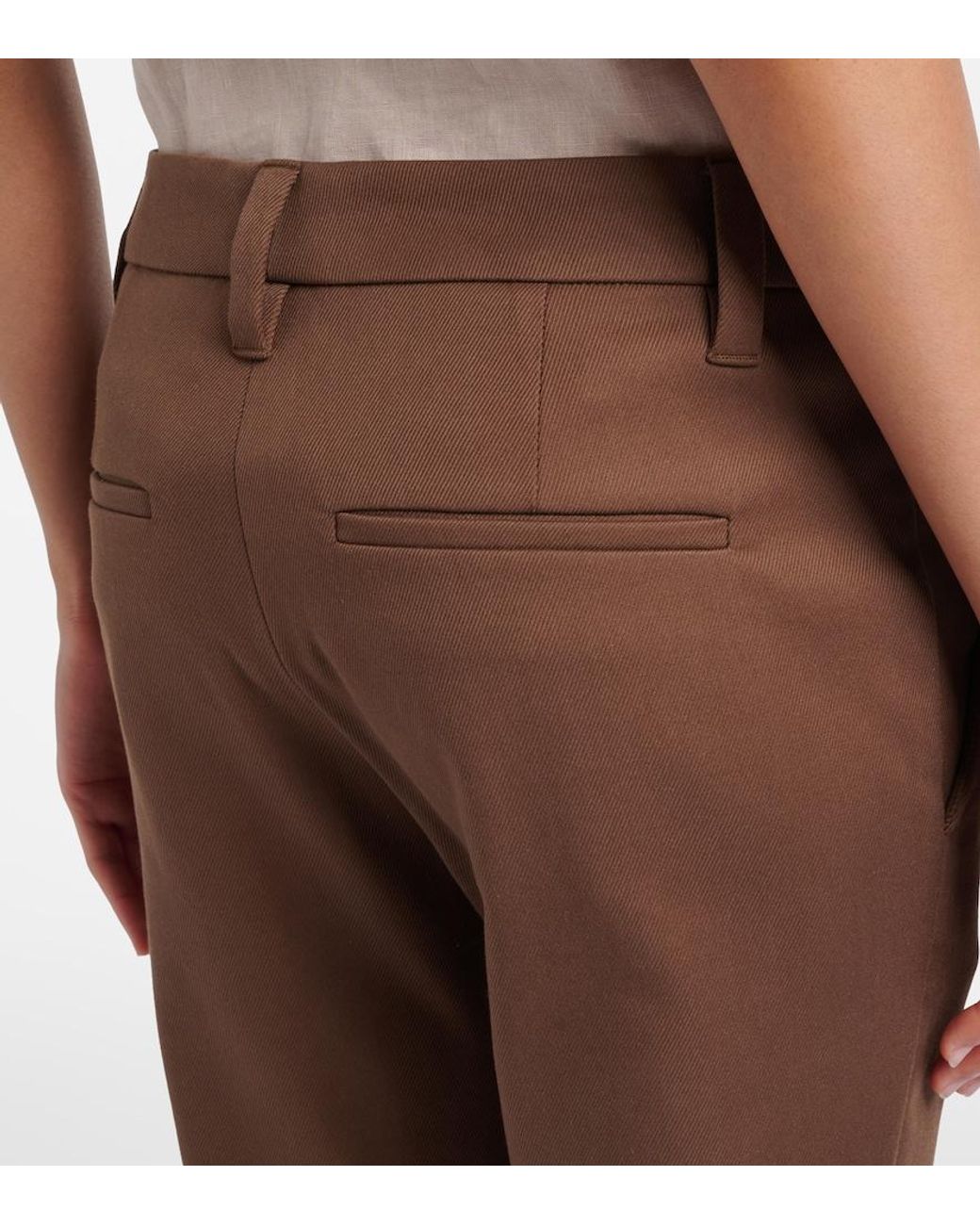 Brunello Cucinelli Brown Cotton-Blend Slim Pants
