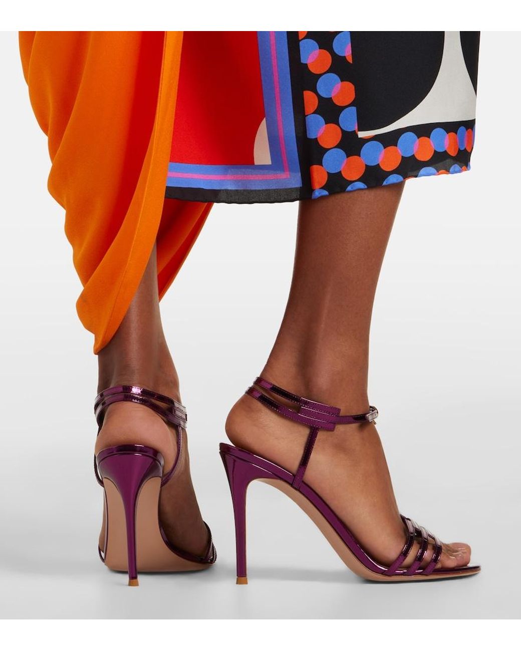 Gianvito Rossi Pink Metallic Leather Sandals