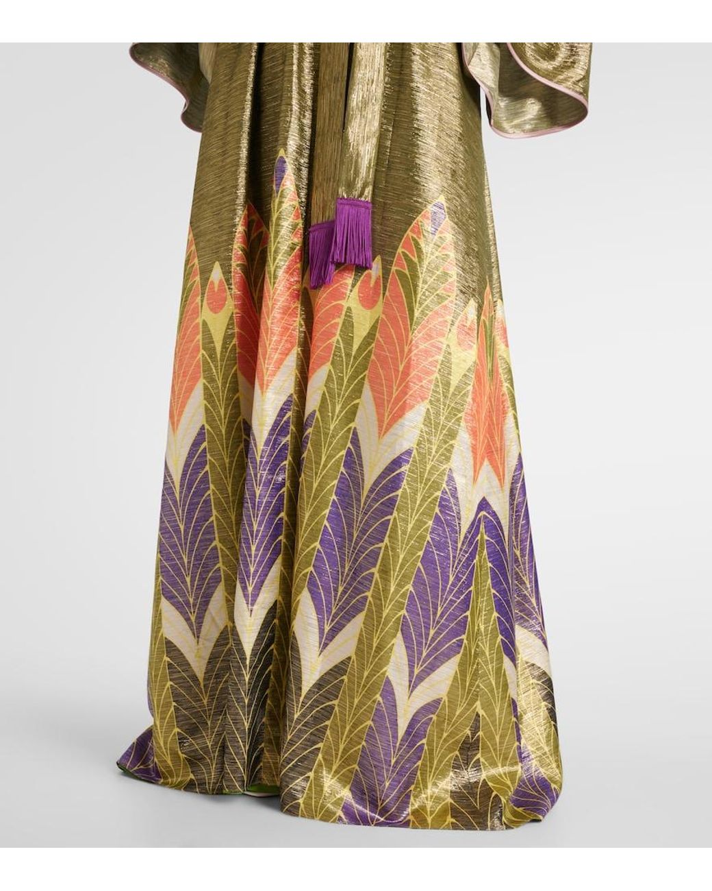 Valentino Green Printed Silk-Blend Gown