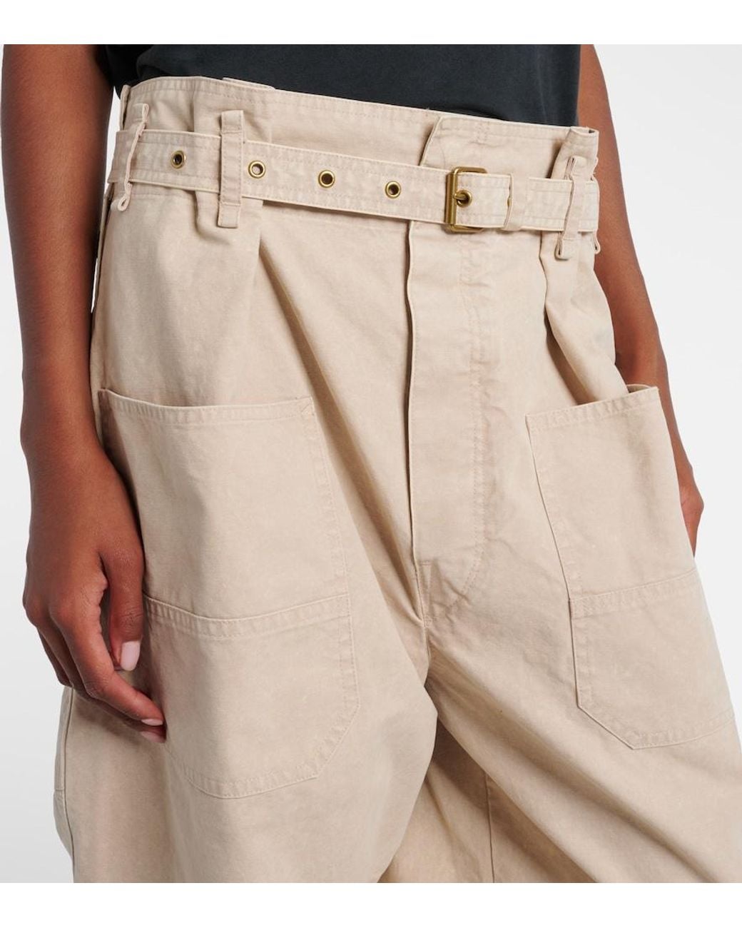 Isabel Marant Natural Mathilda Cotton Cargo Pants