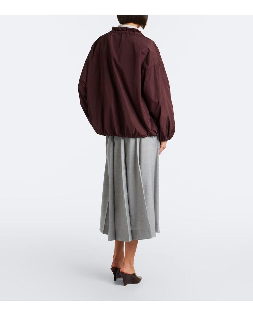 Max Mara Gray Pleated Virgin Wool Maxi Skirt