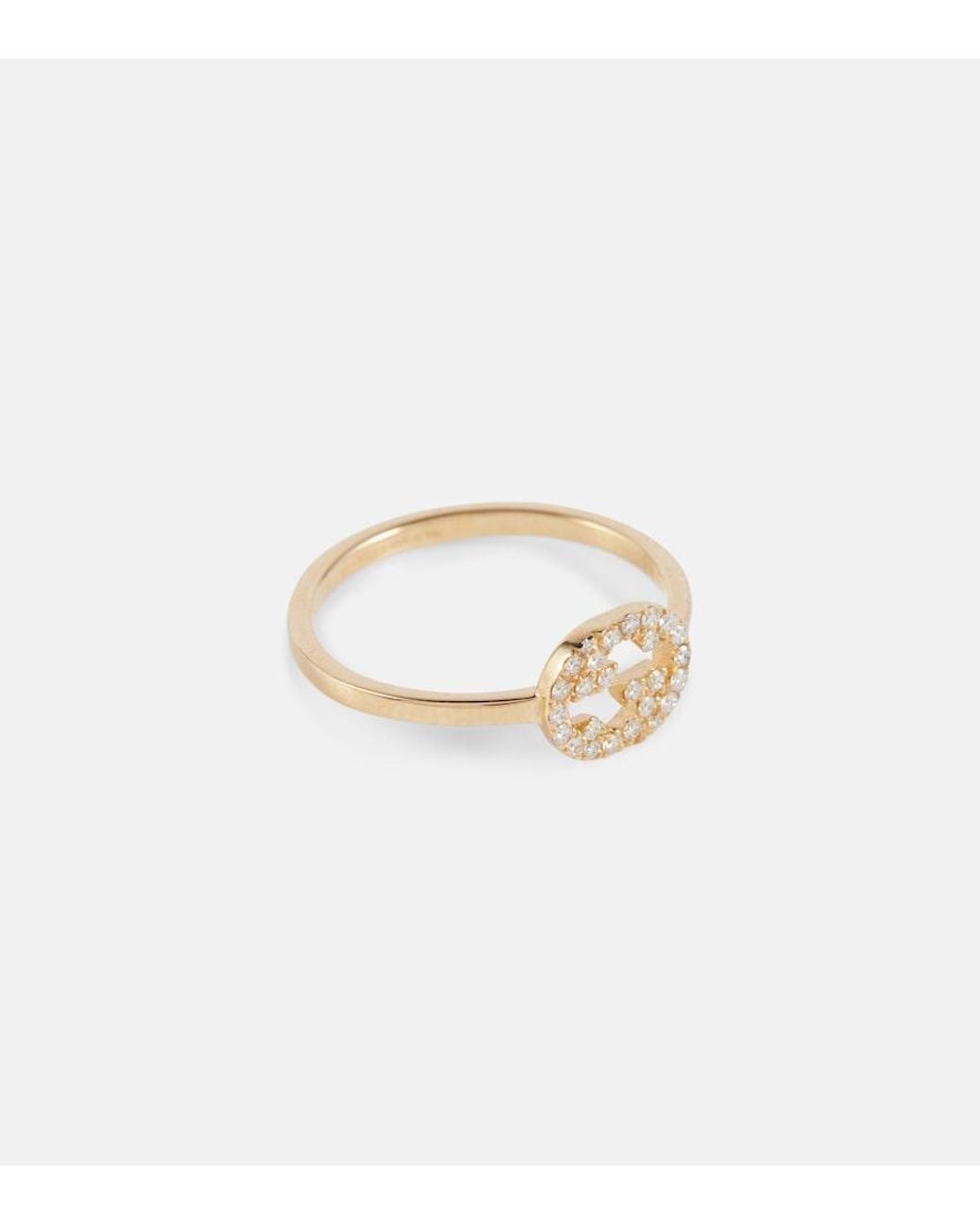 Gucci White Interlocking G 18Kt Ring With Diamonds