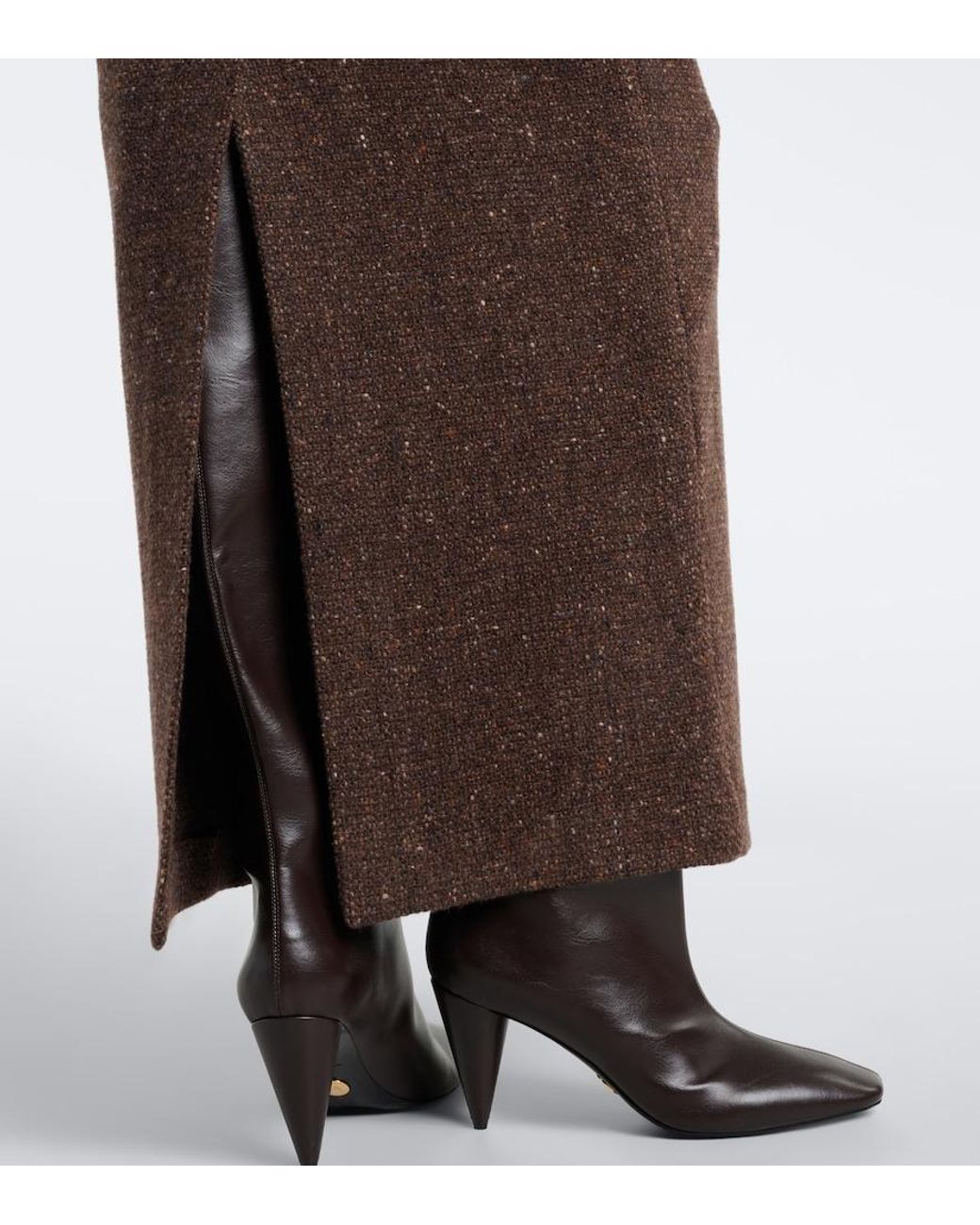 Ralph Lauren Brown Wool And Cashmere-Blend Tweed Maxi Skirt