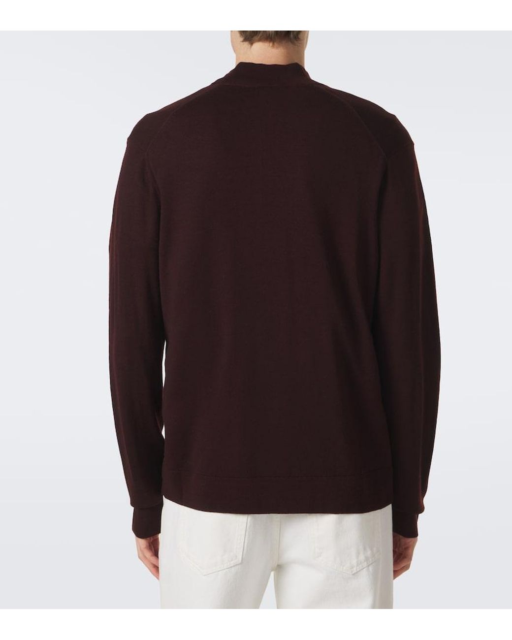 Sunspel Brown Wool Half-Zip Sweater for men