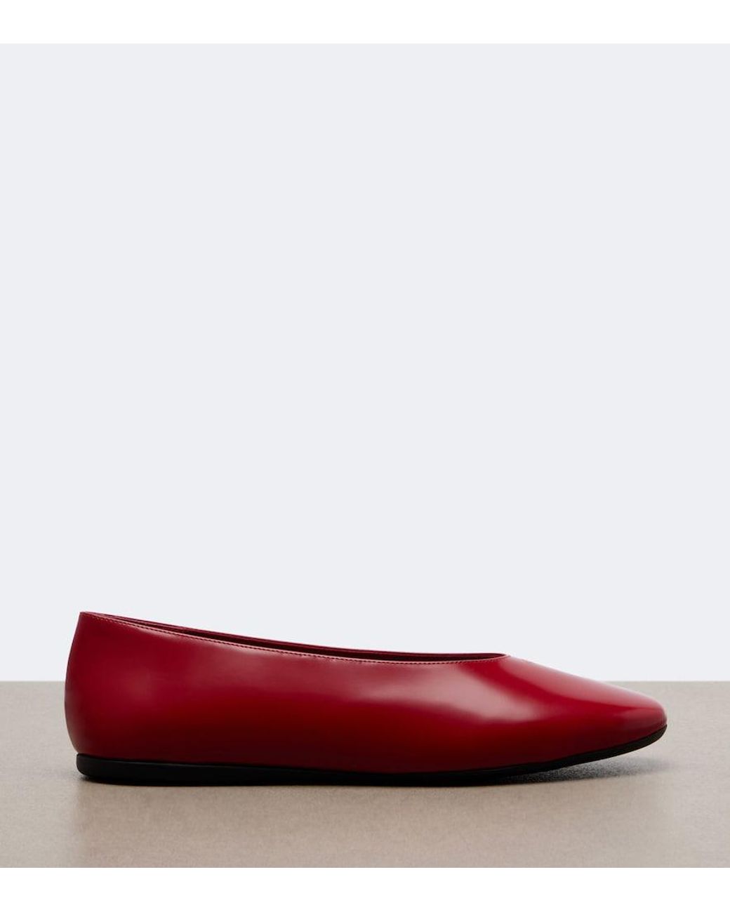 Prada Red Leather Ballet Flats