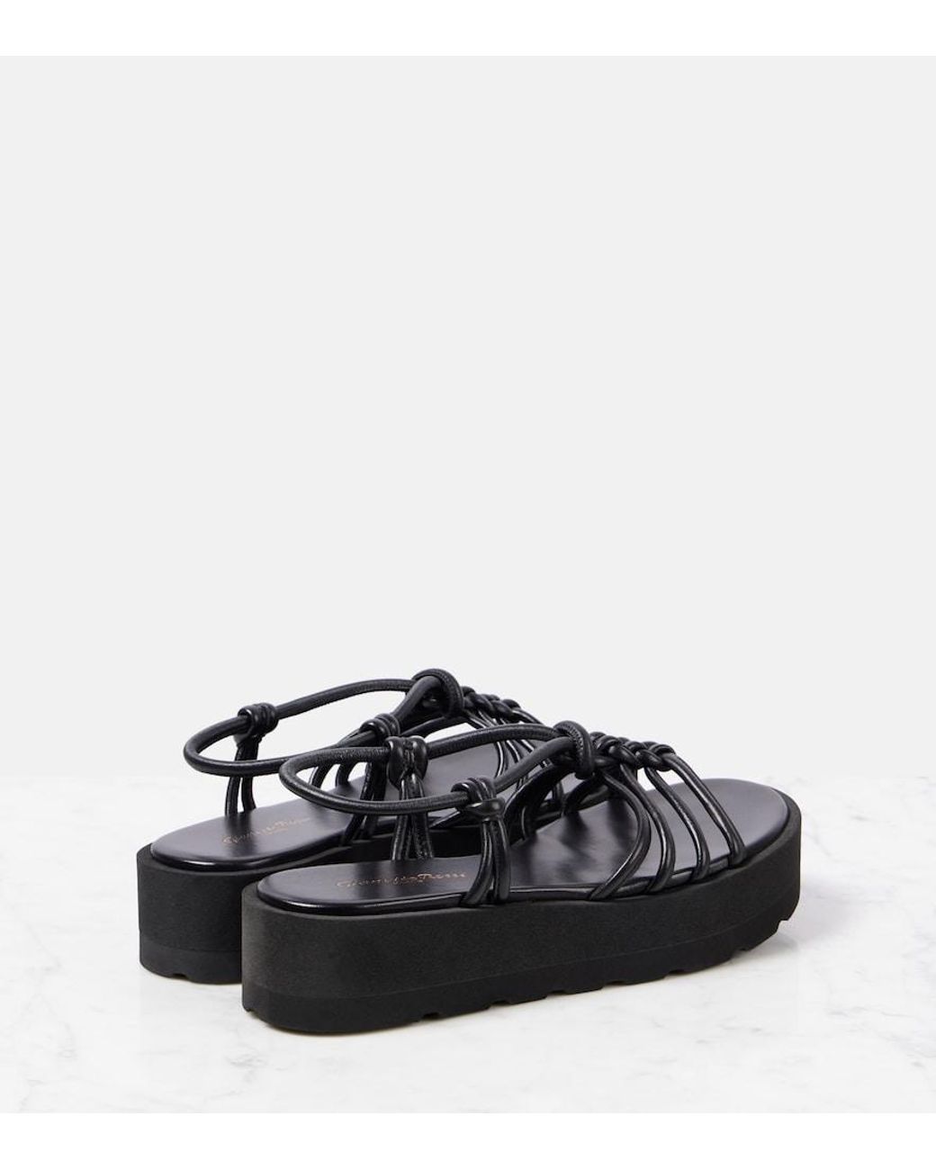 Gianvito Rossi Black Hebe Platform Leather Sandals