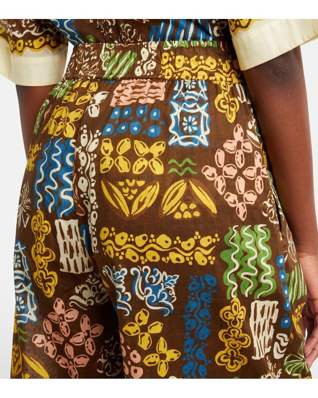 ALÉMAIS Green Minnie Printed Cotton Wide-Leg Pants
