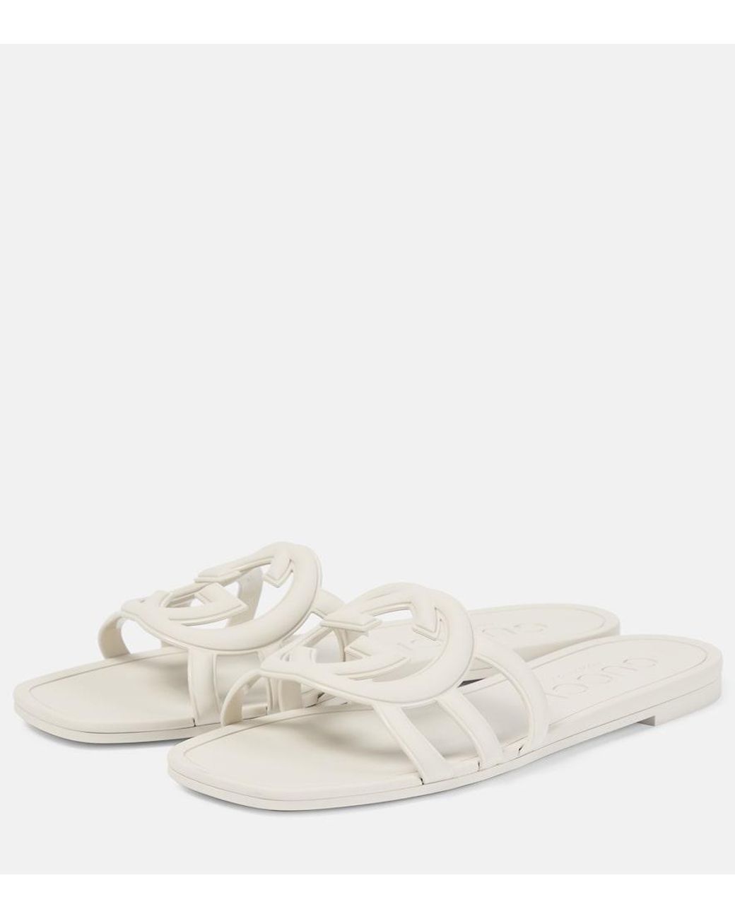 Gucci White Interlocking G Slide Sandal