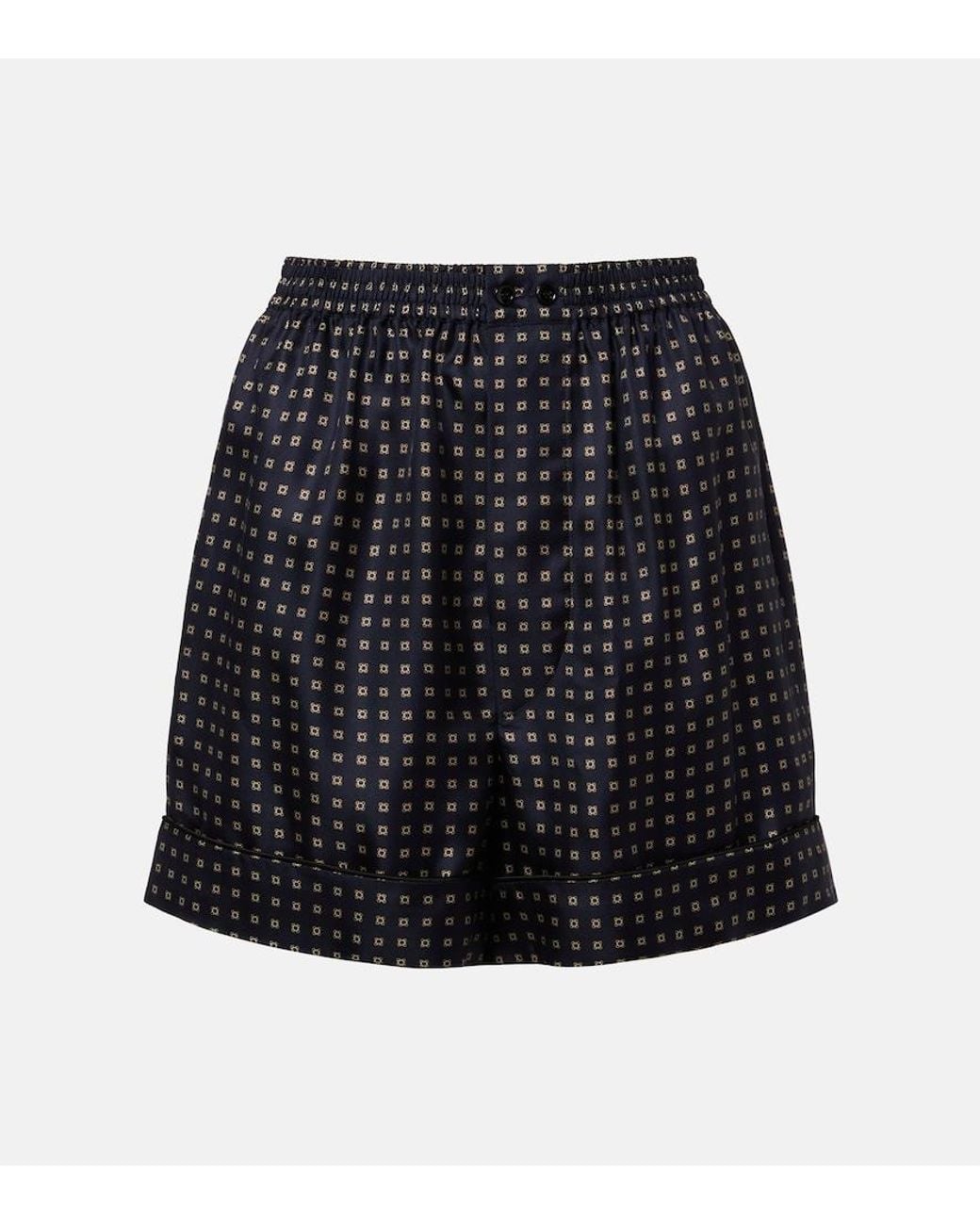 Saint Laurent Black Printed Silk Shorts