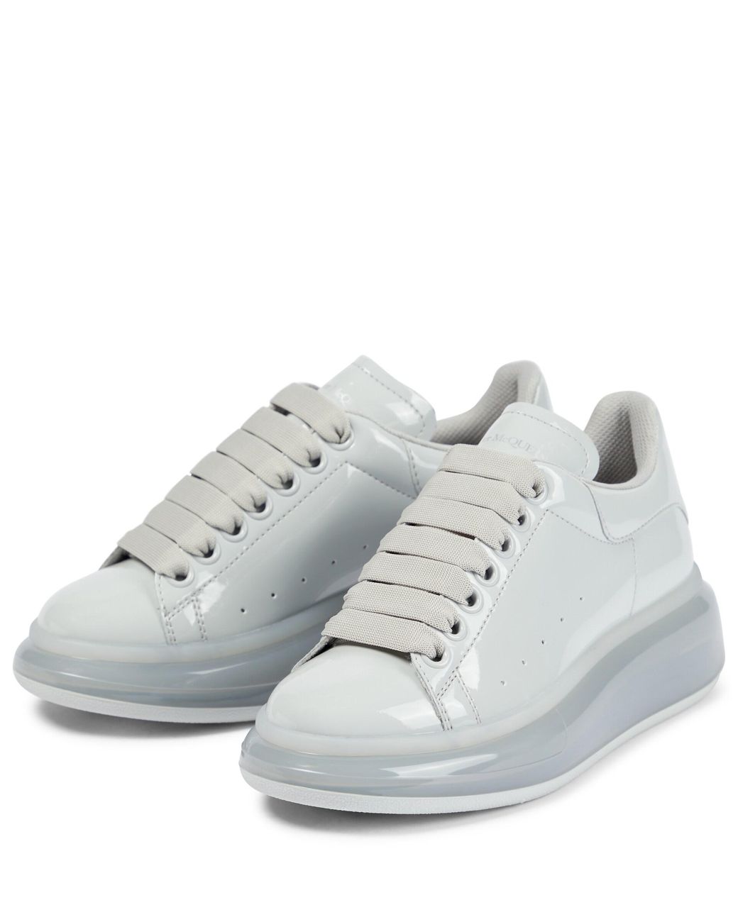 Alexander McQueen Faux Patent Leather Sneakers in White | Lyst