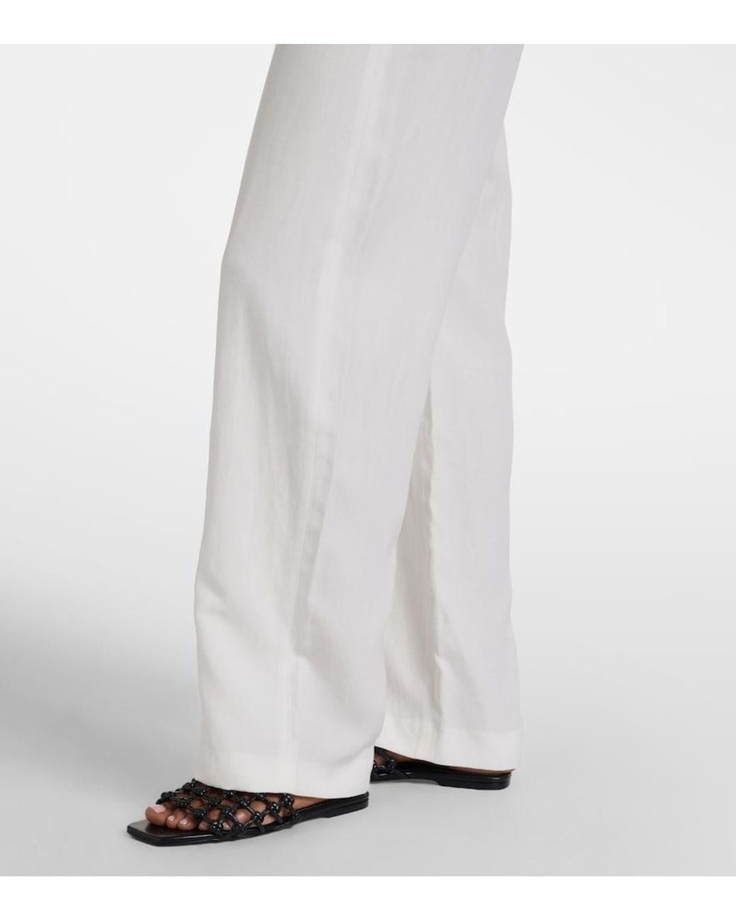 Vince White Mid-Rise Wide-Leg Pants