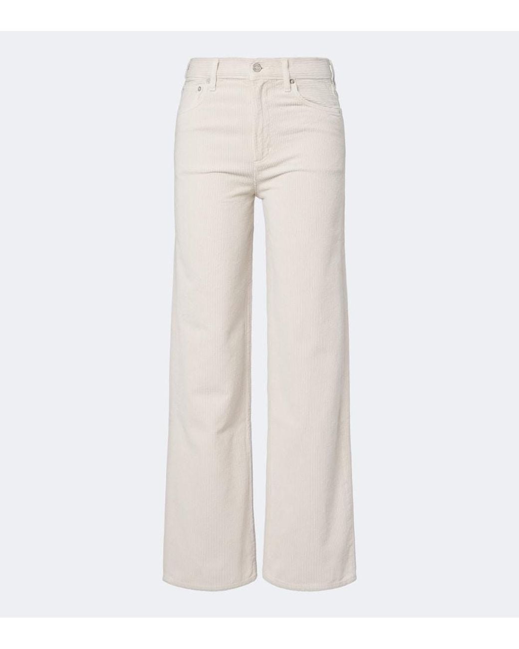 Agolde White Ren Cotton Corduroly Wide-Leg Pants