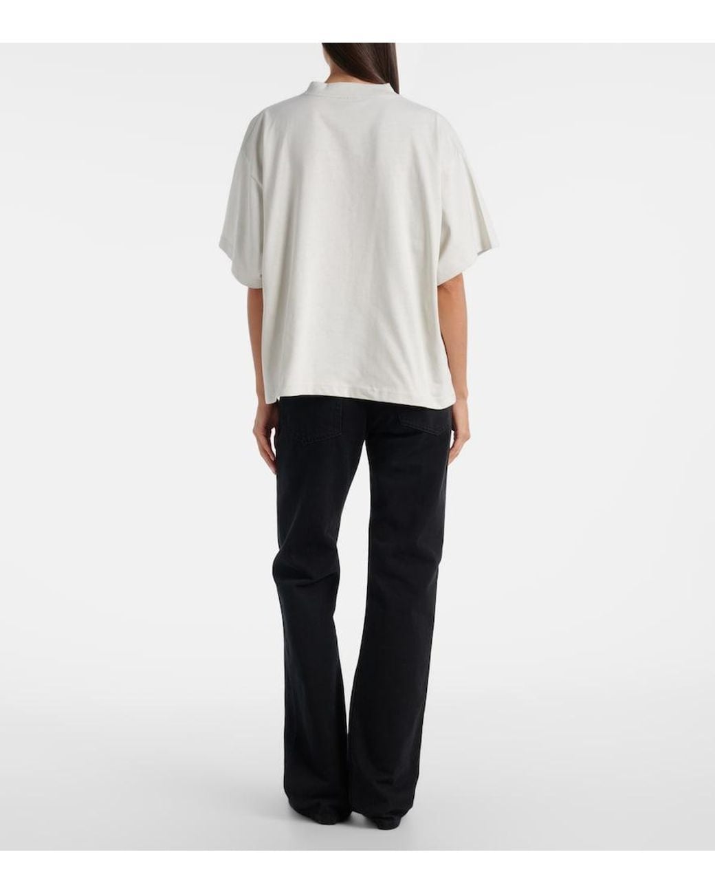 Balenciaga White Relaxed Fit Cropped T-Shirt