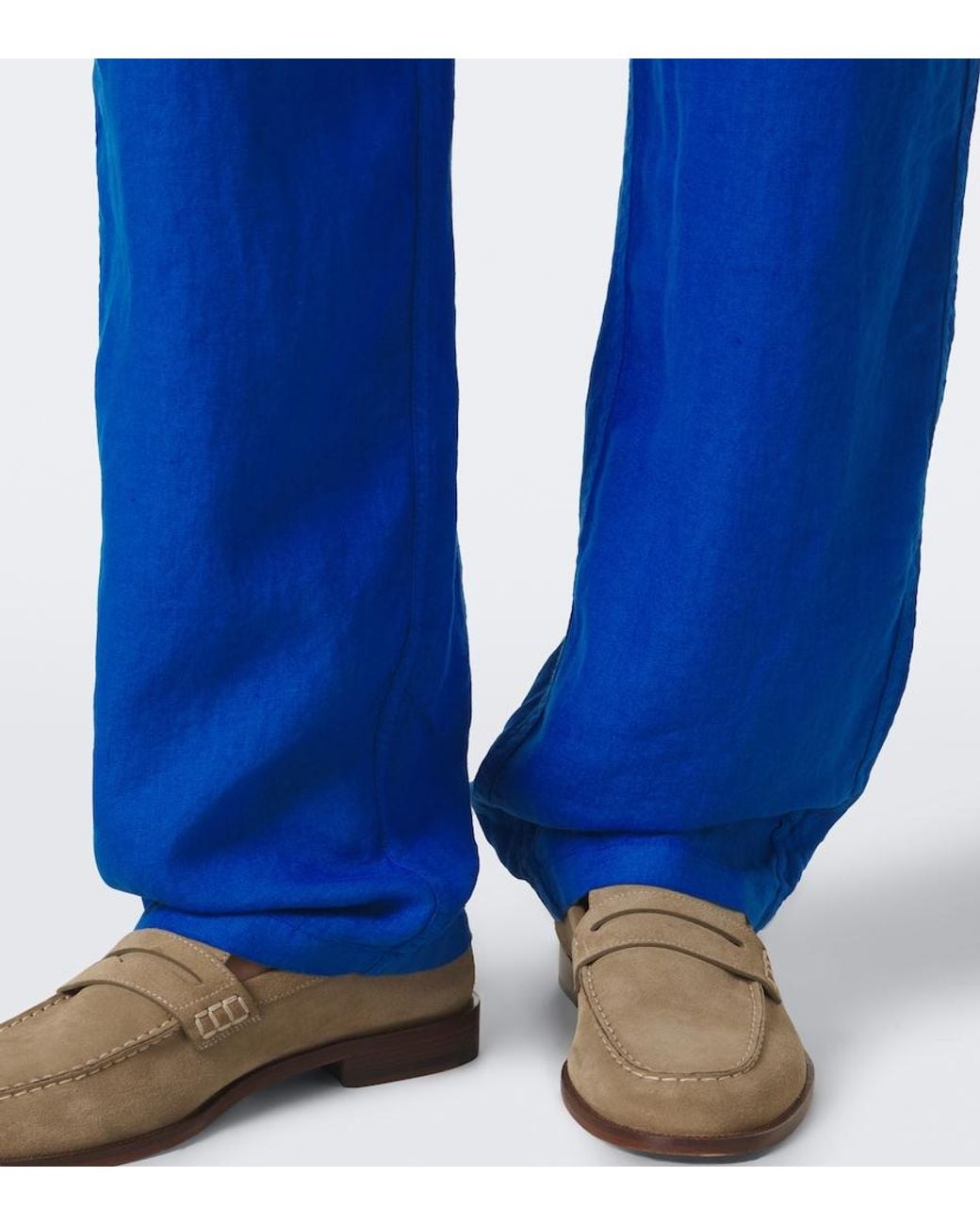 Vilebrequin Blue Linen Wide-Leg Pants for men