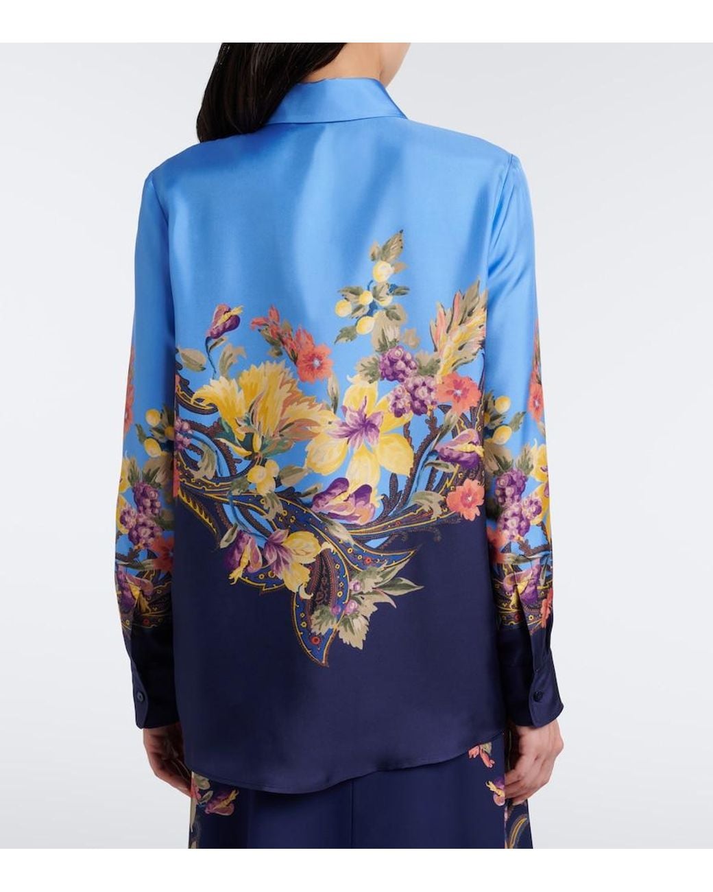 Etro Blue Floral Silk Shirt