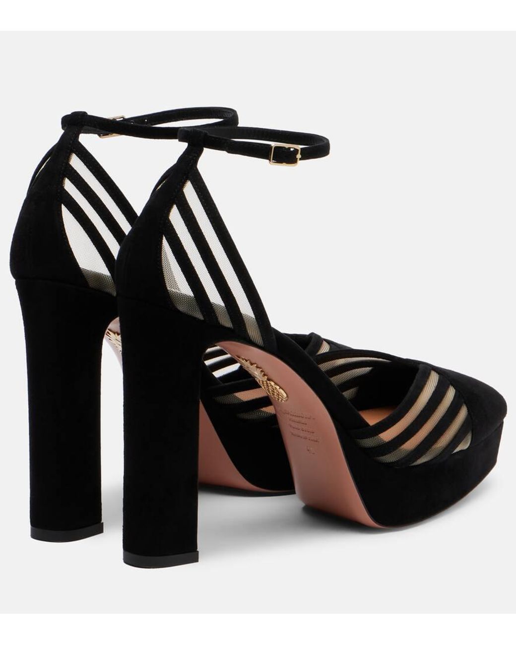 Aquazzura Black Alana Suede And Mesh Platform Pumps