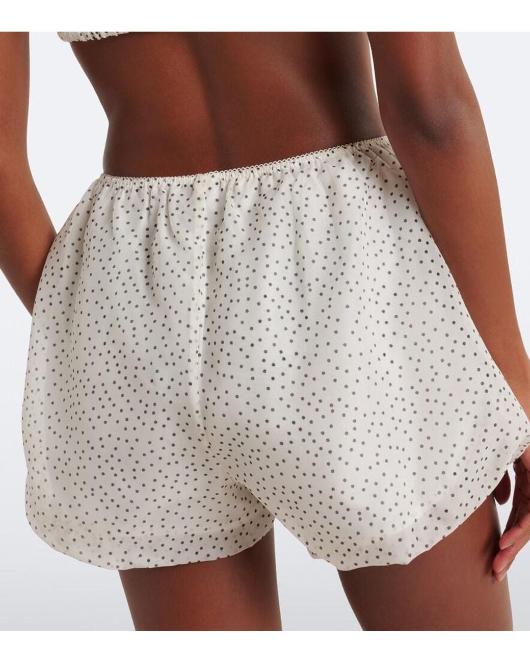 Sir White Polka-Dot Silk Organza Shorts