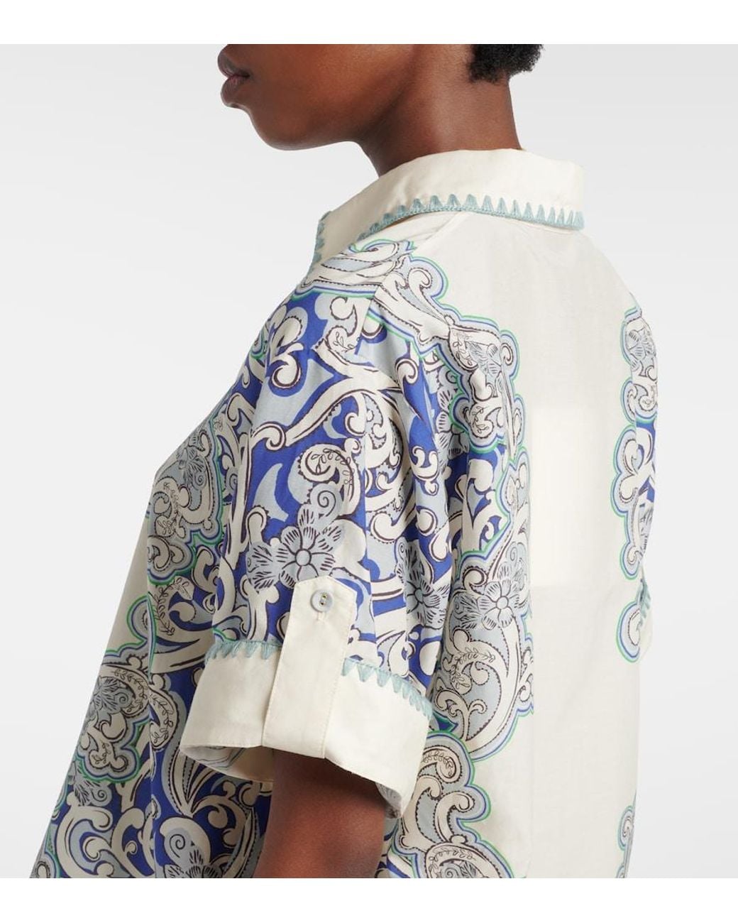 ALÉMAIS Blue Printed Cotton And Silk Shirt