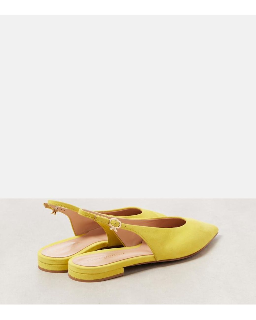 Gianvito Rossi Yellow Suede Slingback Flats