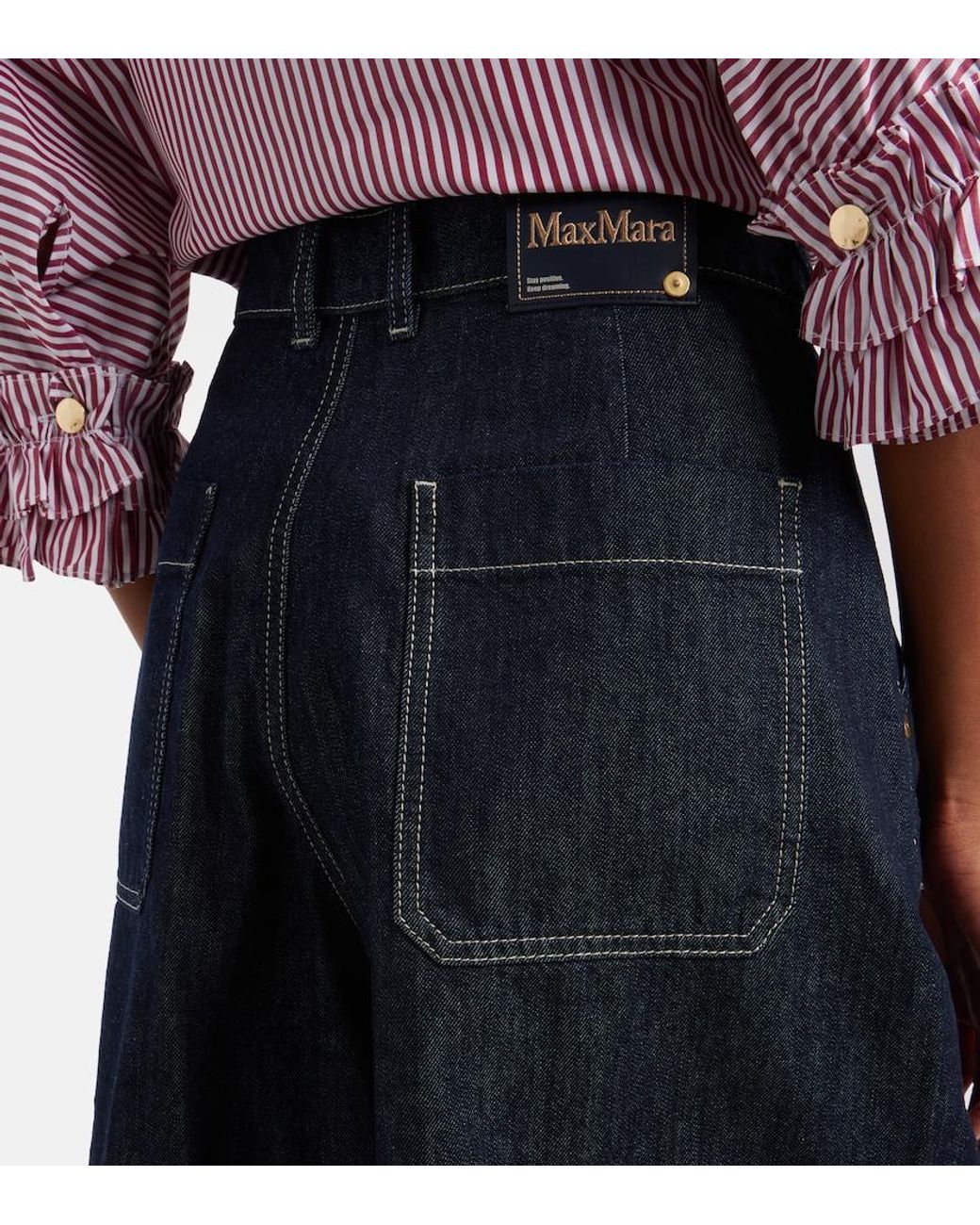 Max Mara Blue Quadro Denim Bermuda Shorts