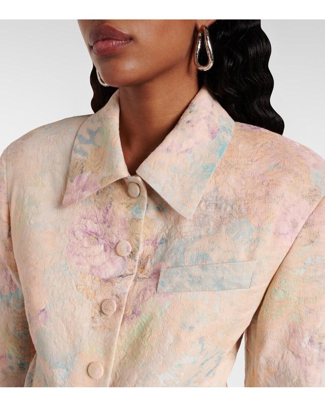 Dries Van Noten Natural Floral Linen-Blend Jacquard Blazer