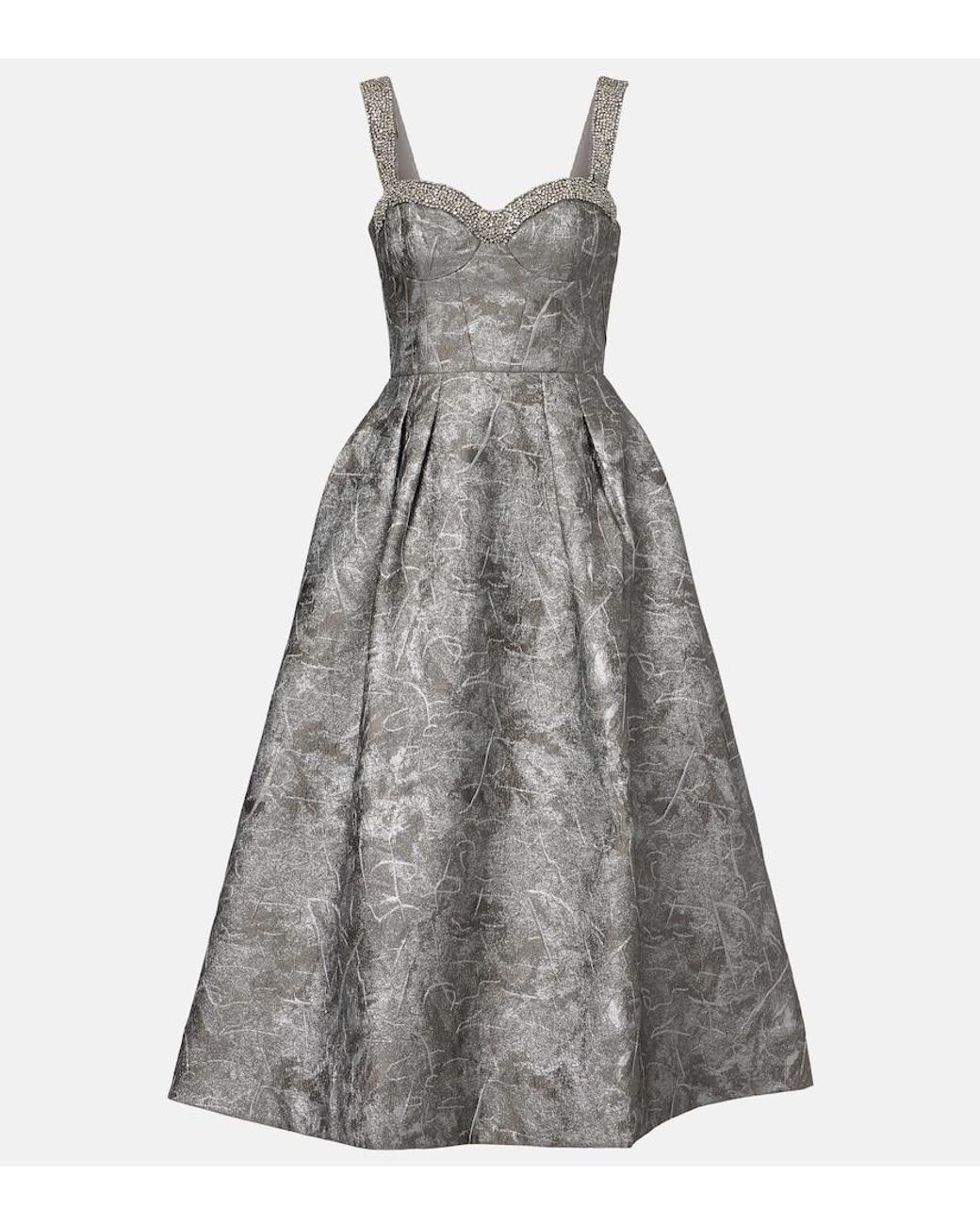 Rebecca Vallance Gray Sterling Metallic-Effect Jacquard Cocktail Dress