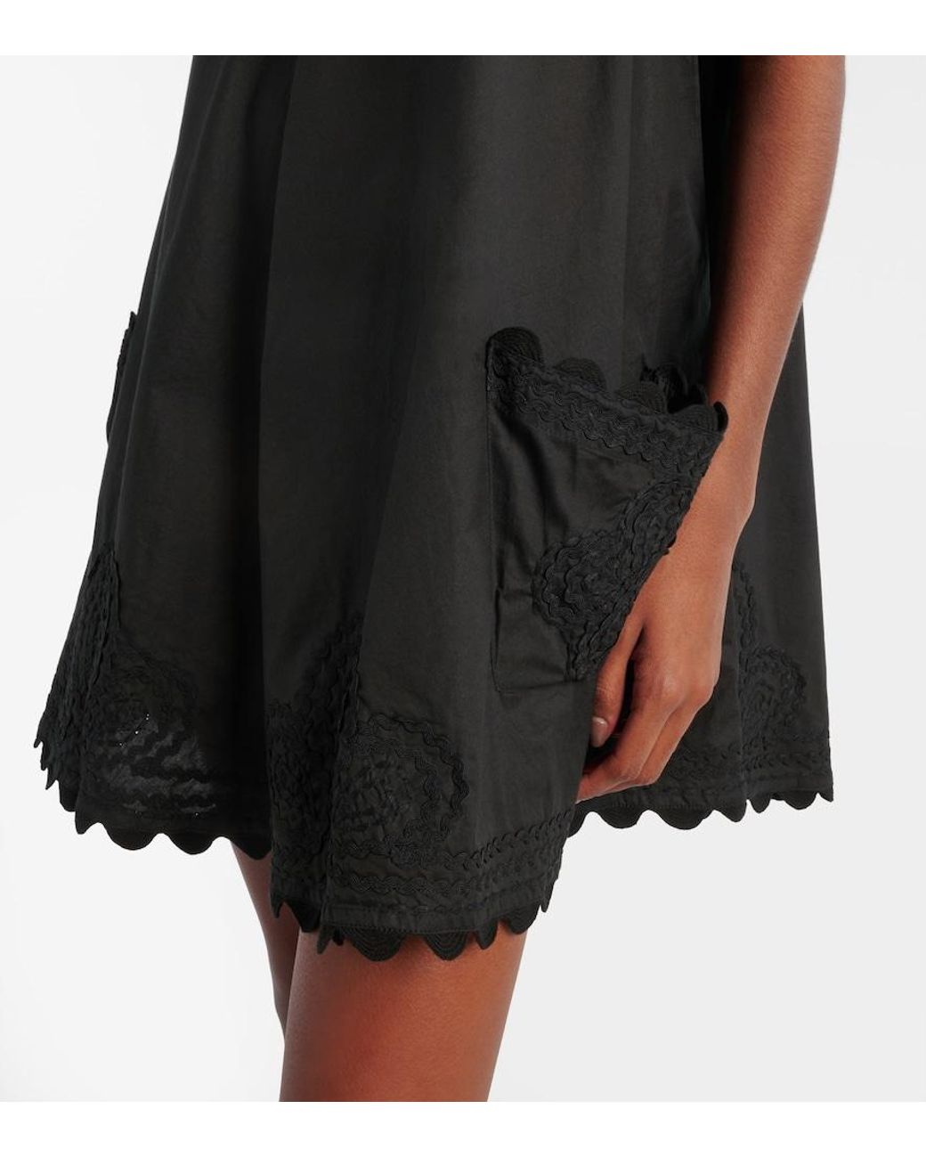 Juliet Dunn Black Embroidered Cotton Poplin Minidress
