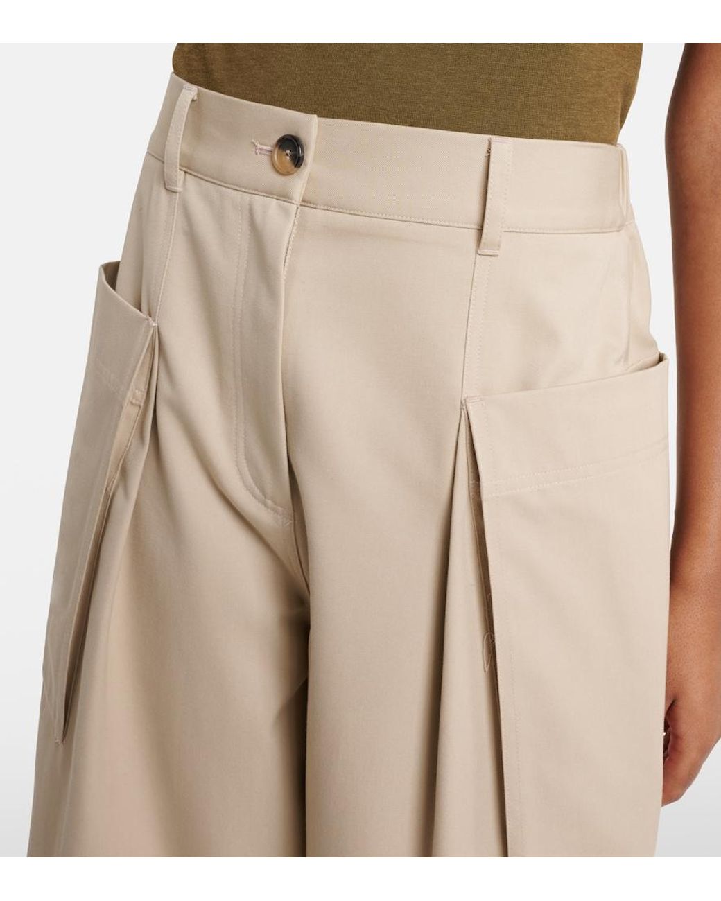 Loewe Natural Cotton And Silk Cropped Pants