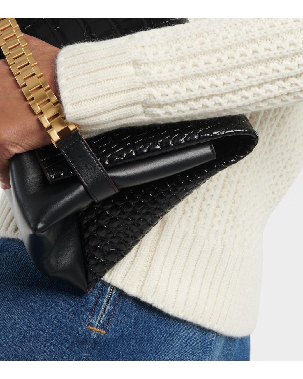 Victoria Beckham Natural Double-Collar Wool Sweater