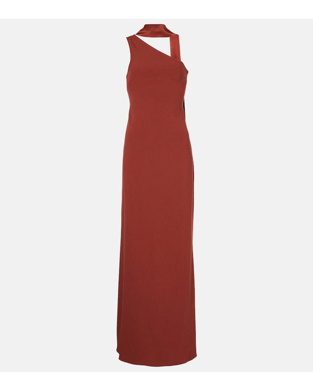 Taller Marmo Red Caroline One-Shoulder Crepe Cady Gown