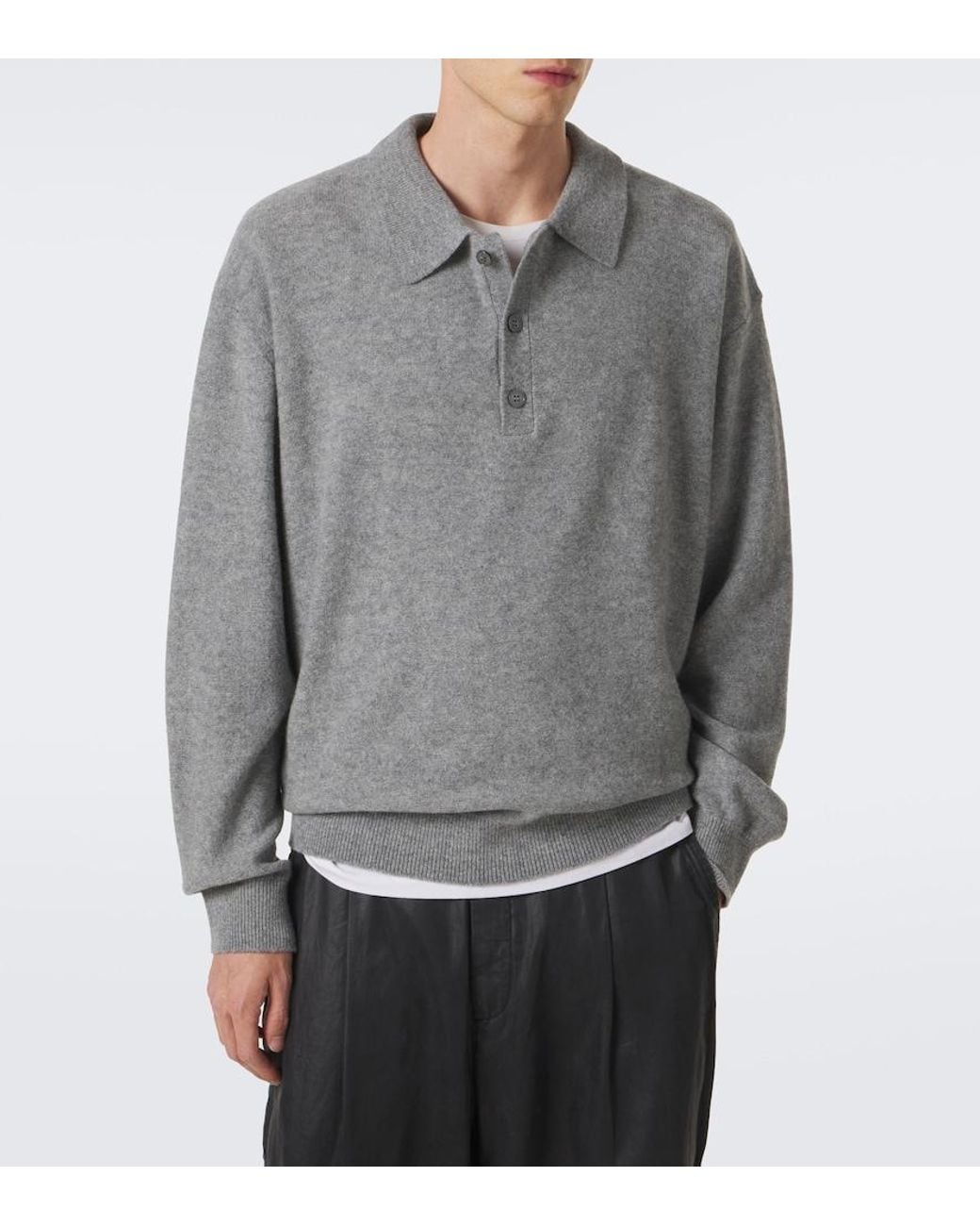 FRAME Gray Wool Polo Sweater for men