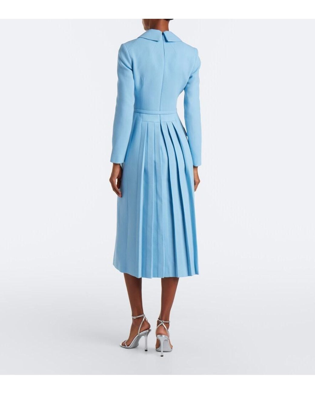 Emilia Wickstead Blue Kalonice Wool Crepe Midi Dress
