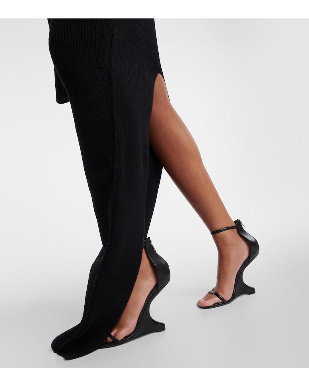 Rick Owens Blue Cashmere And Wool Gown