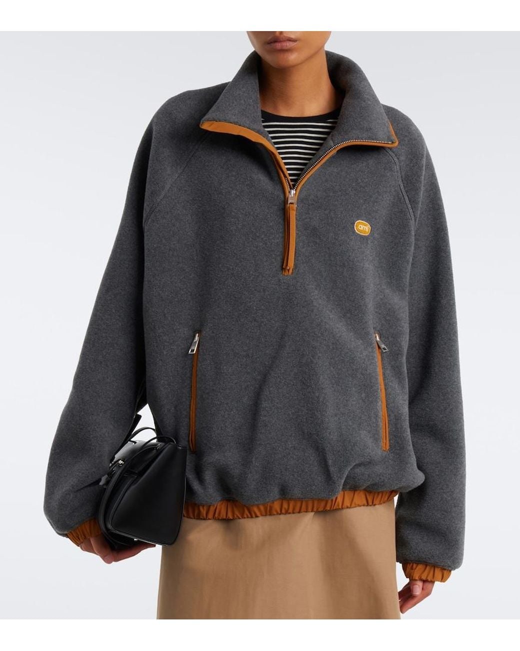 AMI Gray Fleece Sweatshirt