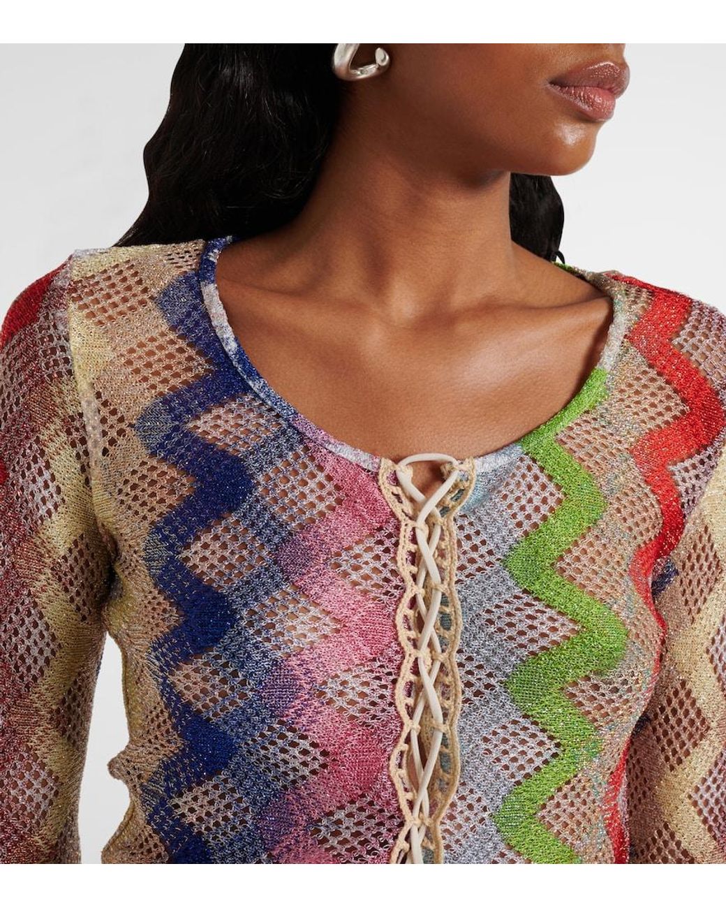 Missoni White Zigzag Crochet Crop Top